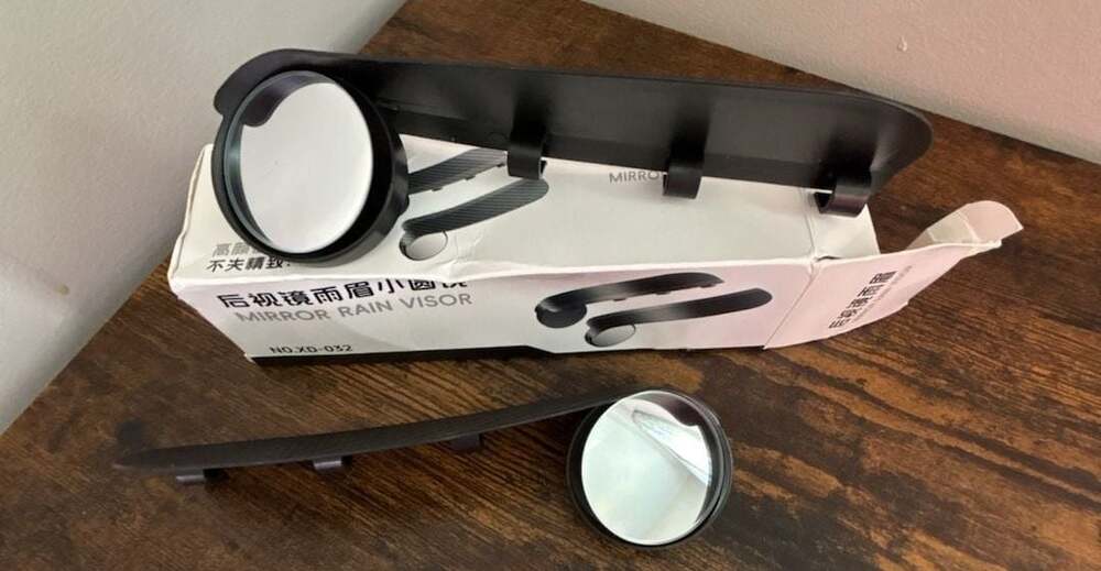 Rearview Mirror Rain Visor with Mini Blind Spot Mirror